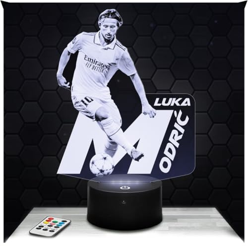 Lampephoto.fr - Lampe Luka Modric 3D Touch Nachtlicht Fußball | Made in France, Sockel & Größe wählbar, dimmbar, Batterie-/USB-Betrieb, HD-Lasergravur, Geschenk für Fußballfans