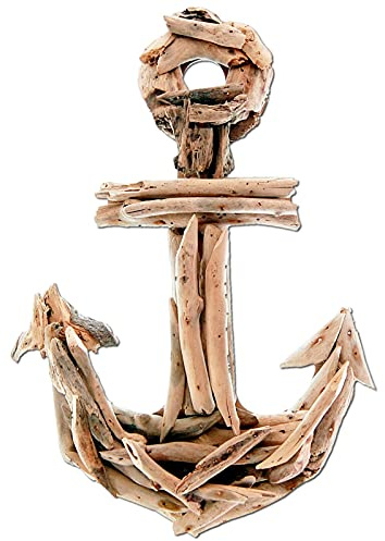 SEESTERN Treibholz Deko m. Anker (40 cm) Motiv Wanddeko Driftwood Schild Holzdeko /1841