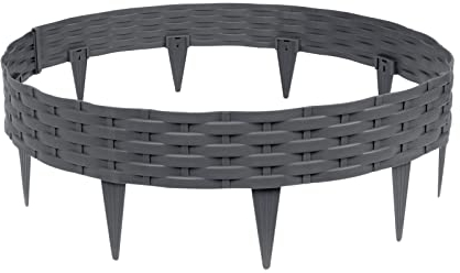 Froadp 100cm Imitación de Ratán Delimitadores de Bordes para Jardín, Borduras de Cama Flexible de Plástico, Bendable Vallas de Césped para Parterres, Empalizadas Bordillos (20 Piezas, Antracita)