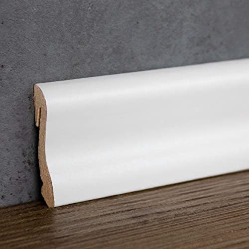 PROVISTON | Sockelleiste | Abgerundetes Profil | 18.5 x 38.5 x 2400 mm | MDF foliert | Weiß | Moderne Fußleiste | 24 Meter