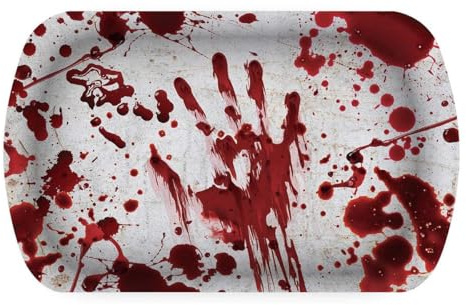 FIESTAS GUIRCA | Wiederverwendbares Blut Tablett (39x24cm) - Wiederverwendbare Tischdekoration für gruselige Halloween Partys - Ideal für Horror-Events - Weiß