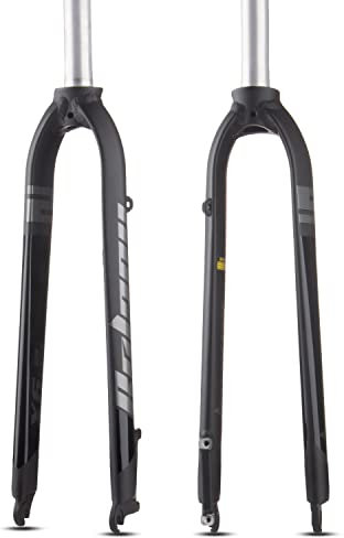 BOLANY Fourche VTT en Alliage D'Aluminium 1-1/8Tube Droit sans Filetage Fourche Avant de Superlight 26/27.5/29 Pouces Frein À Disque Rigide Vélo en Accessoires De Vélo (Noir et Gris, 26/27.5Pouces)