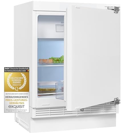Exquisit Unterbaukühlschrank UKS130-4-FE-010E | 121 l Nutzinhalt | 4 Sterne | Schnell-Kühlfunktion