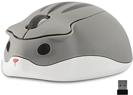 LIKE SHOW Hamster Form Kabellose Maus Computer Maus 1200DPI niedlich Cartoon Leise Funkmaus für Kinder Tragbare Wireless Mouse für Links und Rechtshänder, PC/Laptop/Windows/Linux, Geschenk Grau