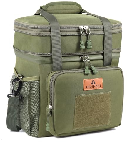 Large Insulated Lunch Bag for man, Double Layer Insulated Large Cooler Bag for Men Adults Waterproof Leakproof Durable Lunch Bag for Work Outdoor Picnic 15L, Army green, HSHRISH