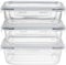 HOCHSTE Airtight Glass Food Containers with Lids - 3-Pack, 100% Leak Proof BPA Free Food Storage Containers with Locking Lids - Freezer to Oven Safe - Takeaway Containers - 3 Pack Blue - 1050 ml
