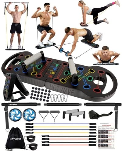 HOTWAVE Liegestützbrett Fitness, tragbare faltbare 20 in 1 Liegestützstange zu Hause Fitnessstudio, Liegestützgriffe für den Boden, professionelles Krafttrainingsgerät für Mann und Frau, zum Patent