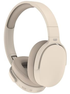 Trevi DJ 12E45 BT Cuffie Wireless con Microfono e Lettore MP3 Incorporati, Ingresso AUX-IN, con Archetto Pieghevole, Compatibili con Smartphone e PC, Autonomia 5-7 Ore, Ricarica in 1-2 Ore, Crema