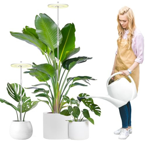 YUYMIKA Grow Lights for Indoor Plants, 72 LEDs Full Spectrum Led Plant Grow Light, 10 Dimmable Levels Grow Lamp with Auto Timer, 30-162CM Adjustable Plant Light for Small Tall Plants (2 PCS)