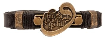 Gök-Türk Lederarmband für Herren Unisex 'Bu da gecer ya hu' Türkisch Waw Vav - braun