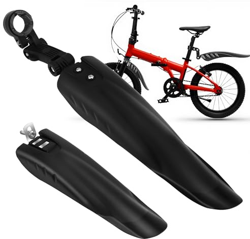 FAELNK Garde Boue de Vélo Enfant Set de Garde Boue Garde-Boue Avant et Arrière Réglable Facile à Installer Noir pour 16/18In.