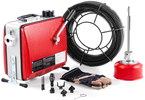 ZELCAN 400W Desatascador de Tuberías Eléctrico Profesional 400r/min Máquina de Limpieza de Desagües Electrico con Espirales para Tubos 20mm a 100mm
