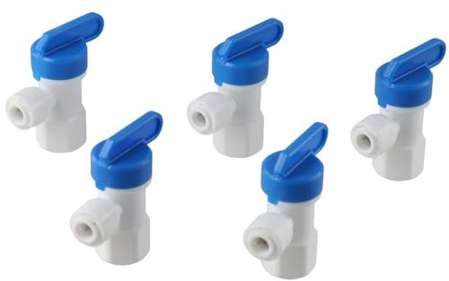 Fudeshe 5pcs Water Storage Tank Ball Valve,1/4 Inch O.D. Tubing x 1/2 Inch Female Pipe Thread,Inline Shut Off Ball Valve,Quick Connect Tank Ball Valve,Water Tube Fitting