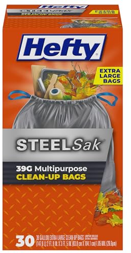 Hefty SteelSak Robuste große Müllbeutel, grau, geruchlos, 100 l, 30 Stück