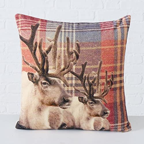Steinnacher Dekokissen Boltze Baldur Rotbraun mit Hirschmotiv 45cm x 45cm Zierkissen Rot Braun