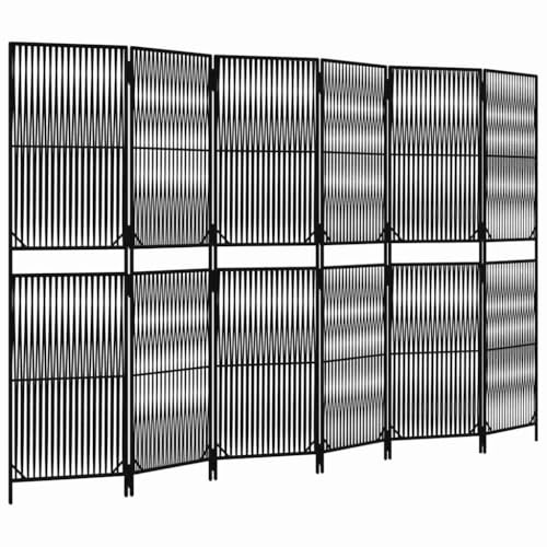 vidaXL Paravent 6-TLG. Schwarz Poly Rattan