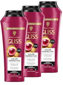 Gliss Shampoo Colour Perfector (3x 250 ml), Haarshampoo mit Hyaluron-Komplex & Cranberry-Extrakt, Color Shampoo für coloriertes, gesträhntes und gefärbtes Haar