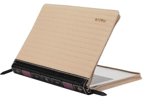 MOSISO Custodia Rigida Laptop Borsa Porta PC Compatibile con MacBook Air 13,6 Pollici 2025-2022 M3 A3113 M2 A2681/Air 13 2022-2018 M1/Pro 13 2025-2016 M2 M1,Trama PU Pelle Vintage NoteBook Cover,Beige