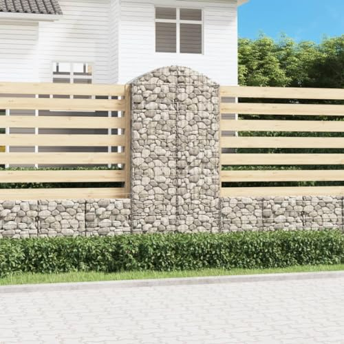 YSWBP Rasen und Garten, Gartenarbeit, Töpfe und Pflanzgefäße, gewölbter Gabionenkorb 100 x 50 x 200/220 cm, verzinktes Eisen