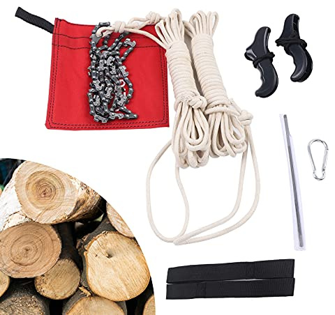 48 Zoll Handkettensäge Set + 2 x 24ft Kontrollseile und Sicherheitsschleuder，Seilwurf Gewichtstasche 65 Manganstahl Schneidet Äste bis zu 30 Fuß hoch astbaum