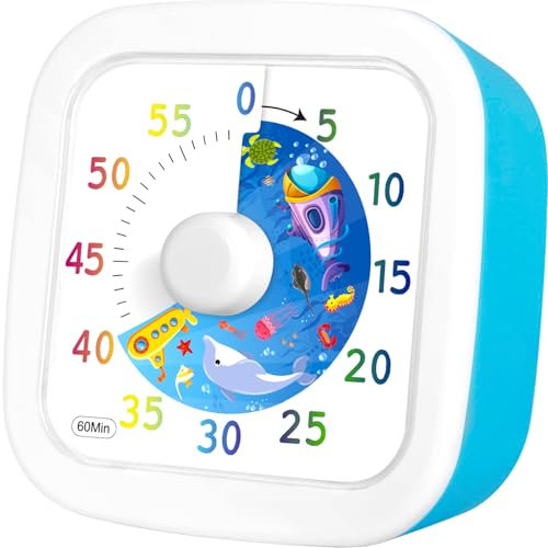 HYOJCWU Minuteur analogique visuel, Compte à rebours Silencieux, Outil de Gestion du Temps pour Enfants et Adultes, 60 Minutes, Silencieux Outil de Gestion du Temps pour Cuisine, Classe, Réunions