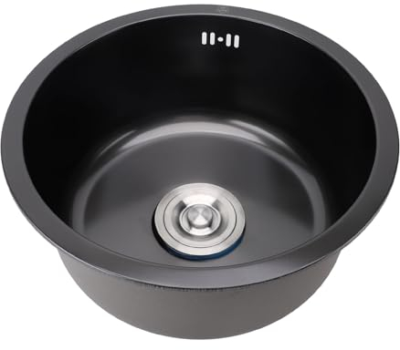 Cuenco Individual bajo Encimera, Fregadero de Cocina Pequeño de Acero Inoxidable Negro Nano, Fregadero de Lavandería Multifuncional para Vehículos Recreativos, Pequeño, Fácil de