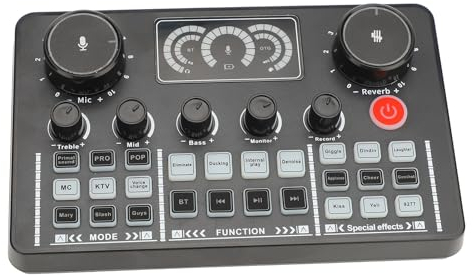 Live Sound Card Audio Mixer, Portable Professional Audio Mixer Live Sound Card, Noise Reduction Bluetooth 5.0 Sound Card with DJ Mixer Effects for PC Laptop Phone
