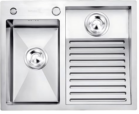 Fregadero De Lavandería De Uso General, con Tabla De Lavar, Tina para Lavar A Mano con Panel De 4 Mm De Espesor, Lavadero De Acero Inoxidable, Lavadero para Estación De Trabajo(B,60x48x22cm)