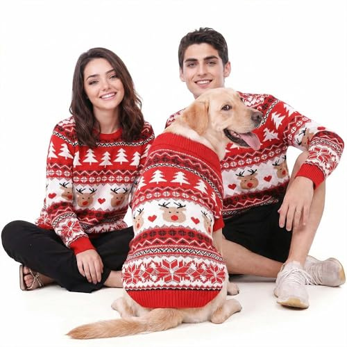 MuYaoPet Passende Hunde- und Besitzer-Kleidung, Weihnachtspullover für Familie, Kleine, Mittelgroße und Extra Große Hunde/Damen/Herren, Separate Pullover