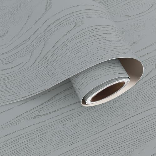 VaryPaper Self Adhesive Grey Wood Wallpaper 40cmx200cm Wood Effect Sticky Back Plastic Grey Vinyl Wrap for Furniture Kitchen Worktop Covering Fablon for Cupboards Adhesive Table Cover Shelf Liner