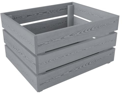 Lermowood Holzkisten Box0522 50 x 40 x 28cm Grau | Dekokisten aus Holz Massive Holzkiste Regalkiste Weinkiste