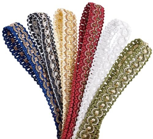 PH PandaHall 12 Iarde 6 Colori Gimp Braid Trim, 19mm Rifinitura in Tessuto per Tappezzeria per Costumi Fai Da Te Artigianato Cucito Tende Paralume per Lampada Da Casa