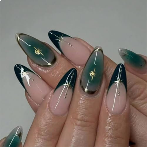 GlamRays 24 pcs Stiletto Press on Nails Long False Nails French Lace Brown Ombré Acrylic Nails Stiletto Artificial Nails French Lace Press on False Nails
