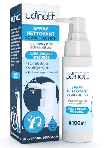 Hearing Aid Cleaning Spray 100ml with Integrated Brush Udinett Alcohol-Free Sanitizer Eliminates Dirt and Earwax for Cleaning Earphones Bluetooth Headphones Delicate Formula Quick Drying