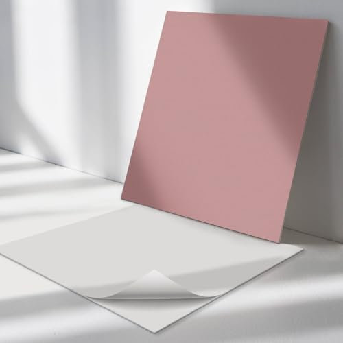Vinyl Klebefliesen Quadratisch 20x20 cm Fliesenaufkleber 20 Stück Selbstklebend Bodenbelag Wasserfest Wand und Boden für Küche und Badezimmer Küchenrückwand PVC - Farbe Rosa