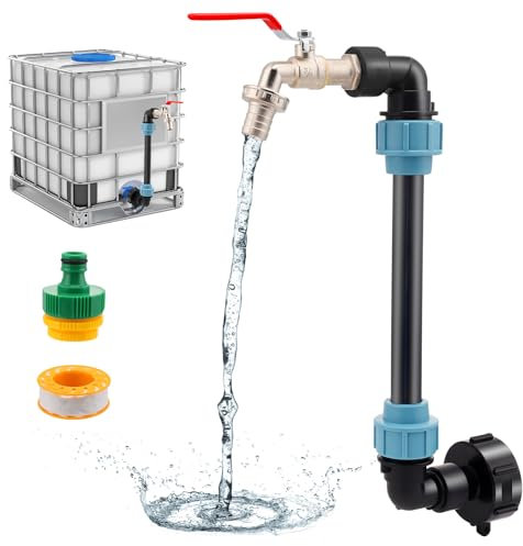 IBC Tank Schwanenhals,IBC Schwanenhals 3/4 Auslaufhahn für 1000L Regenwassertank,IBC Adapter mit Schwanenhals Messing Wasserhahn,ibc wasserhahn,für Regenwassertank Wasserfaß Regenfass IBC-Container