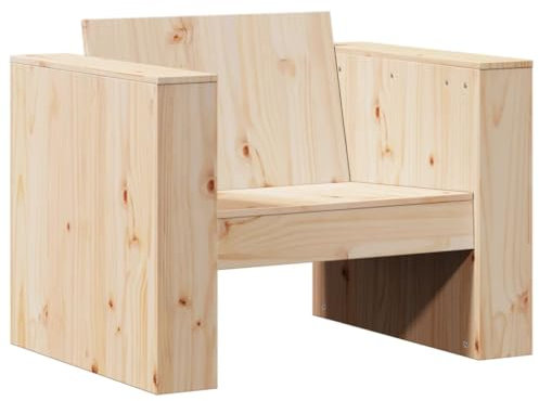 Eleganz Gartensessel aus massivem Kiefernholz, unbehandelt, 79x60x62 cm - Natürlicher Gartenstuhl für Terrasse und Balkon, langlebig und umweltfreundlich