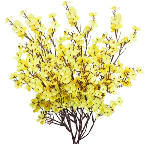 Hortensien Kunstblumen, Seidenblumen, getrocknete Blumensträuße, Hochzeit, Restaurant, Dekoration, Büro, Party, Hochzeit, Neujahr Bücherregale Günstig ( Yellow, One Size)