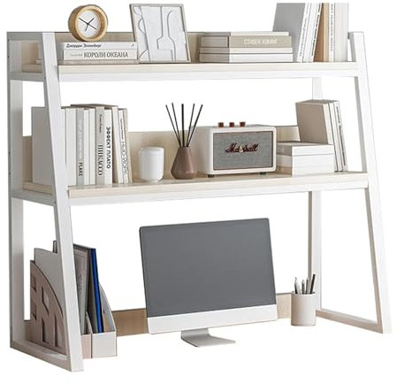 Escritorio para Dormitorio, estantería de Escritorio con Escalera, estantería de Escritorio de 2 Niveles para computadora, Solo para Escritorio, Estante Organizador de Escritorio, Expositor