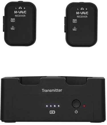 DABAIXIONG 2.4Ghz Wireless Auricolare Monitor Trasmettitore Ricaricabile 2 Ricevitori con Pulsante Regolabile Mute