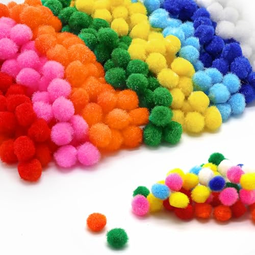500 Stück bunte Pompons 10 mm kleine Pompons, Mini-Filzkugeln, flauschige Kugeln, mehrfarbig, DIY, kreatives Handwerk für Partydekoration, Girlanden, Quasten, Haar-Accessoires