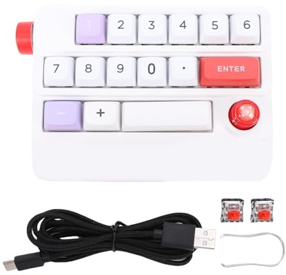 Topiky Pavé Numérique Mécanique, 19 Touches, Macro Programmable, échangeable à Chaud, avec Contrôle par Joystick, pour PC, Ordinateur Portable, Jeu, Dessin, Montage Vidéo (White)