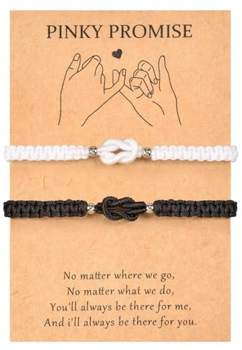 ARICHDUDE Pinky Promise Couple Bracelets for 2, Infinity Knot Bracelets for Couples Braided Rope Adjustable Valentines Gifts