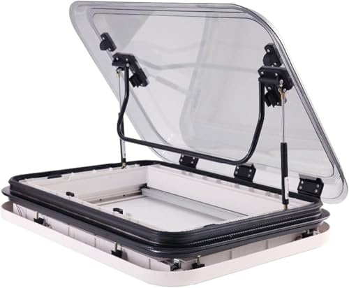 XDLYWUZIQ Dachlüfter für Wohnmobile, Wohnmobilfenster und Dachfenster, universelle Dachluke für Wohnmobile, großes Dachfenster-Belüftungsset für Wohnwagen mit LED-Beleuchtung 70x50cm
