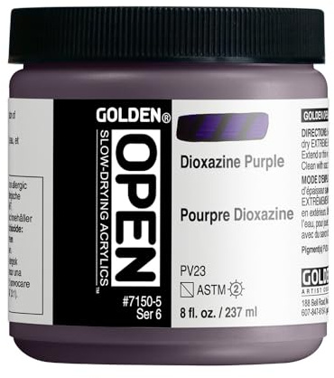 OPEN Slow-Drying Acrylics by GOLDEN, Dioxazine Purple, 8 fl oz. Jar, Professional Acrylic Paint, Semi-Transparent