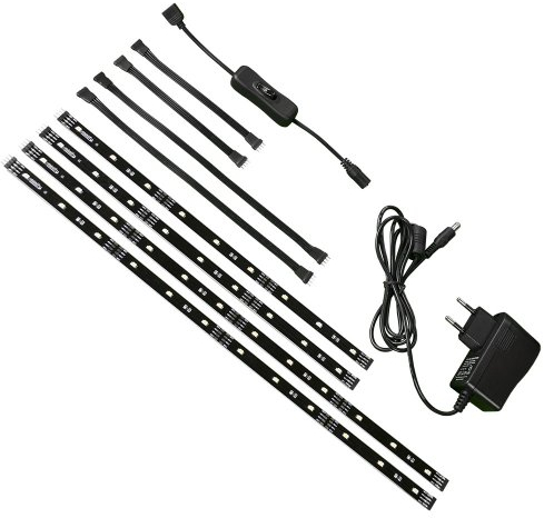 TV BELEUCHTUNG WARMWEISS FÜR 24-42 ZOLL (61-107cm) | LED LEISTEN | STRIP Set Band Leiste Lichtleiste Licht Hintergrundbeleuchtung Backlight | KOMPLETTSET INKL. SCHALTER UND NETZTEIL | MFY-SCTV1-M-WW