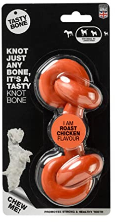 TastyBone Knotted Nylon Dog Chew Toy for Small, Medium & Large Dogs (Roast Chicken) - Indestructible for Aggressive Chewers, Everlasting Flavour, Strong Healthy Teeth, Made in the UK