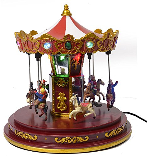 Kaemingk LED Karussell Weihnachten beleuchtet Pferde gehen Hoch und Runter - Kunststoff - Dekorative Figur - Karussell - Karussellsculptur - Mehrfarbig