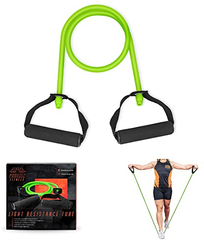 Phoenix Fitness Resistance Band - Exercise Resistance Tube with Handles for Women and Men for Strength Training, Boxing, Physical Therapy - Green, Light Resistance
