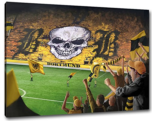 Ultras Dortmund Stadion Format: 100x70, Bild auf Leinwand XL, fertig gerahmt